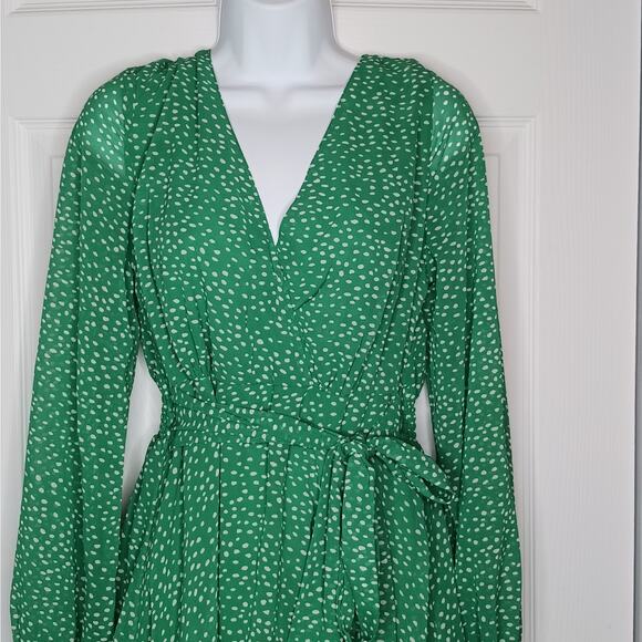 Japna Polka Dot Ruffled Tiered Wrap Dress Size L - Picture 6 of 8